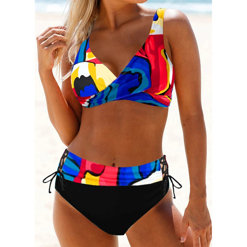 FJØRNA women's bikini set with wrap top, featuring a stylish swimwear design and adjustable fit for beach or pool wear.