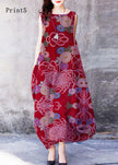 FJØRNA bohemian purple sleeveless cotton dress with O-neck, extra large hem, perfect for casual or wedding occasions.