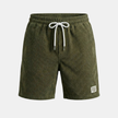 Men's corduroy shorts with drawstring waist from FJØRNA, featuring a casual fit and textured fabric in neutral tones.