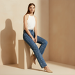 FJØRNA women's relaxed fit baggy denim jeans, showing the casual, loose-fitting style and classic denim fabric.