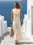 FJØRNA women's sleeveless summer maxi dress with casual style, flowing fabric, and vibrant pattern for warm weather wear.