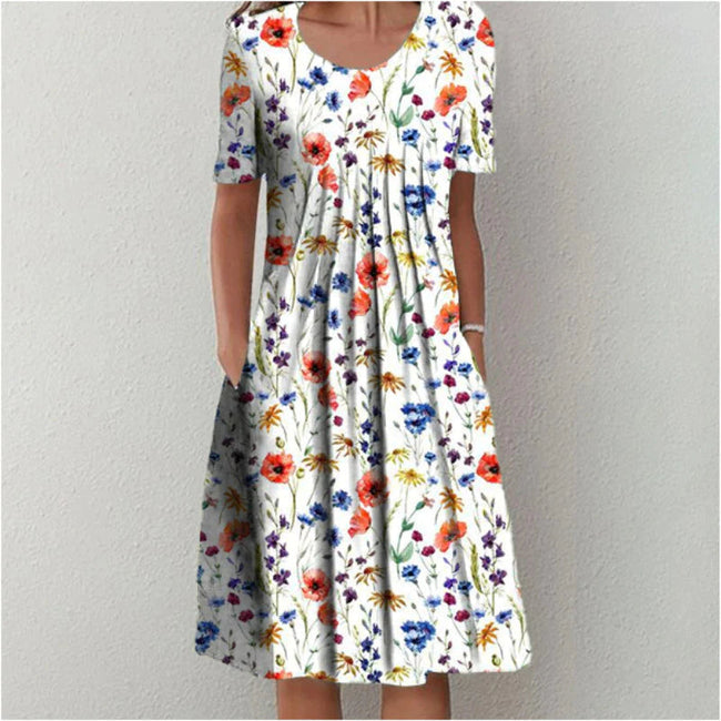 Lyana | Elegant Cotton Midi Dress with Refined Detailing