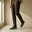 Men's suede loafers slip-on shoes by FJØRNA, featuring a sleek smart casual design with a classic loafer style.