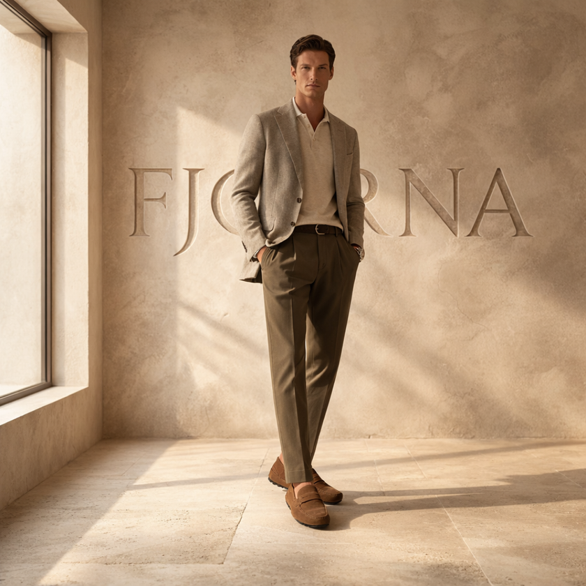 FJØRNA men's loafers shoes displayed on a white background, featuring classic slip-on design and sleek leather finish.