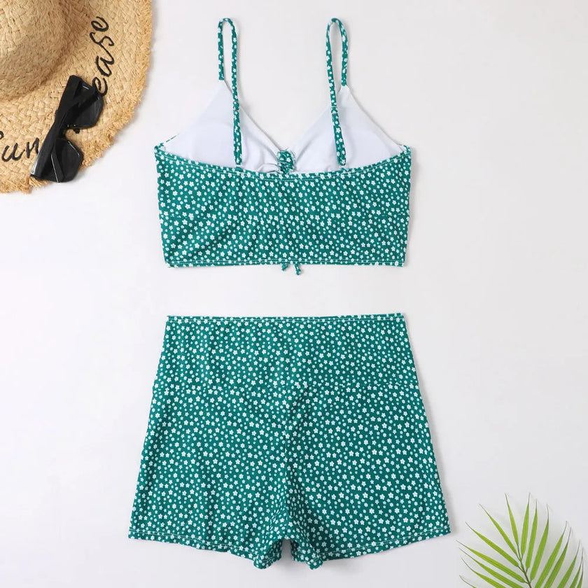 FJØRNA women's printed tankini set with a flattering fit, featuring colorful design and supportive swimwear style.