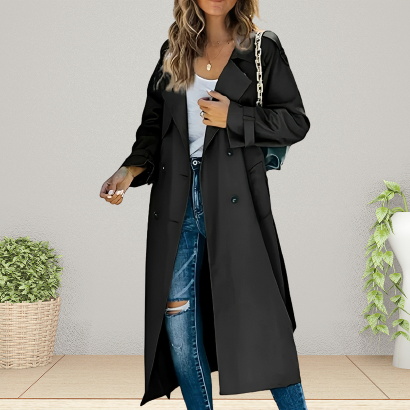 Stylish Black Trench Coat - 4