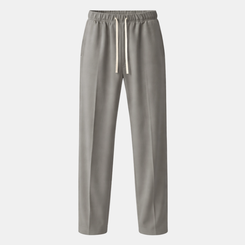 Men's wide leg joggers by FJØRNA featuring drawstrings, casual pants with relaxed fit and comfortable fabric.