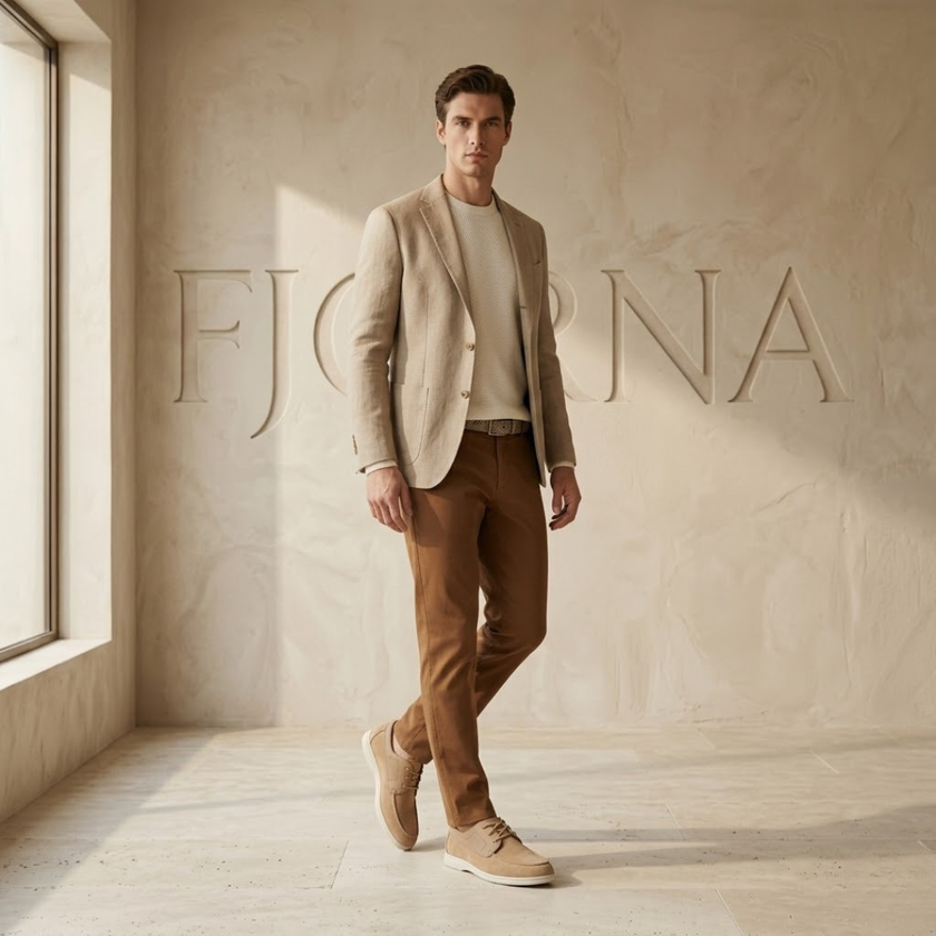 FJØRNA men's red lace-up shoes with intricate lace design and stylish footwear for men.