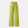 FJØRNA women's linen blend wide-leg trousers with elastic waist and relaxed fit, shown on a model in a casual setting.