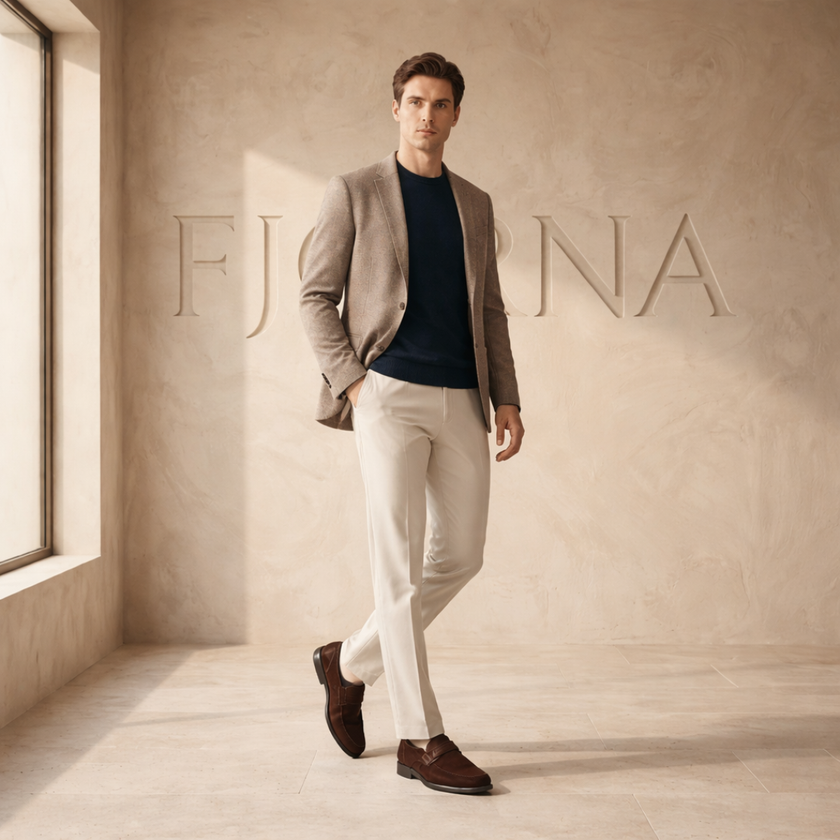 FJØRNA men's penny loafers shoes featuring classic leather design and slip-on style, ideal for casual and formal wear.
