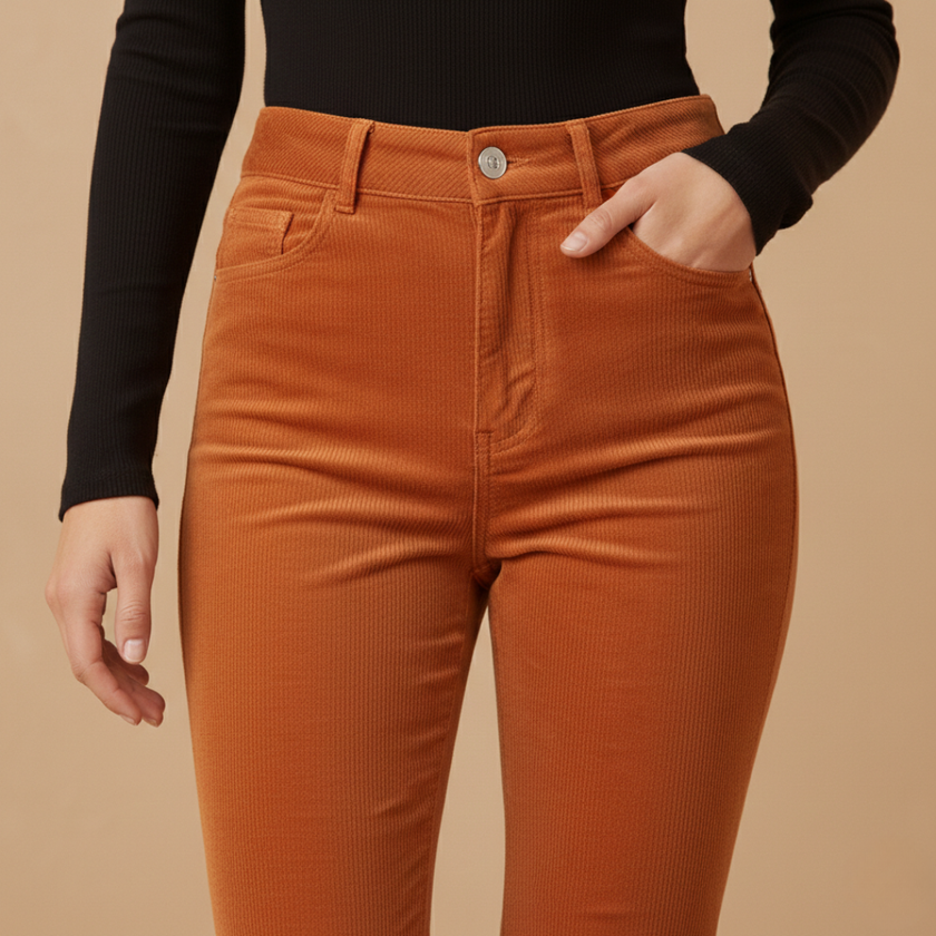 FJØRNA women's high waist flared trousers, stylish and comfortable pants with a flowy flare design, suitable for casual or dressy wear.