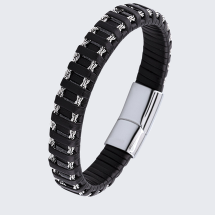 Dirk - Chic Black Braided Leather Wristband
