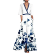 FJØRNA elegant floral V-neck dress for women, showcasing a stylish dress with a fitted waist and vibrant flower pattern.
