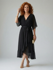 FJØRNA women's summer midi dress with V-neck, flowy fabric, and sleeveless design perfect for warm weather.