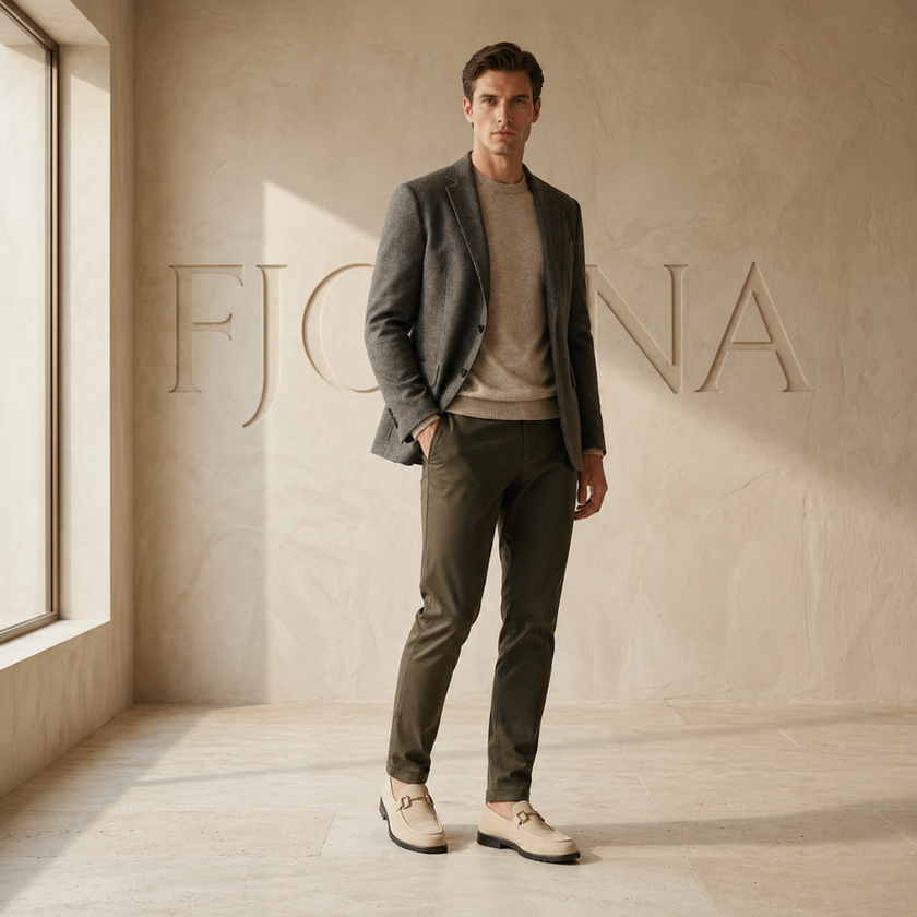 FJØRNA men's suede slip-on loafers, stylish and comfortable shoes with a smooth finish and classic design.