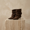 FJØRNA women's suede ankle boots with a sleek design, pointed toes, and block heels, perfect for stylish fall and winter outfits.