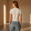 FJØRNA men's slim fit short sleeve shirt, stylish casual top with a modern fit, shown in a close-up image.