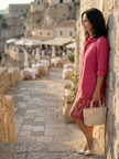 FJØRNA women's summer dress with a floral pattern and pockets, lightweight and perfect for warm weather.