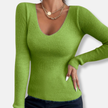 Slim Fit Ribbed Top V-Neck - 1