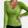 Slim Fit Ribbed Top V-Neck - 1