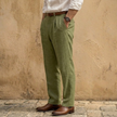 FJØRNA men's linen blend straight leg trousers with pleats, lightweight and stylish pants for a relaxed, tailored look.