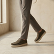 FJØRNA men's suede lace-up loafers featuring classic design and brown leather finish, stylish and comfortable footwear for men.