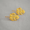 Granulated Frosted Earrings with Vintage Gold Leaf Accents