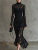 Black Lace Fishtail Maxi Dress | Evening Dress