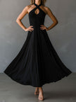 Black Halter Neck Midi Dress | Evening Dress