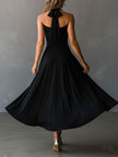 Black Halter Neck Midi Dress | Evening Dress