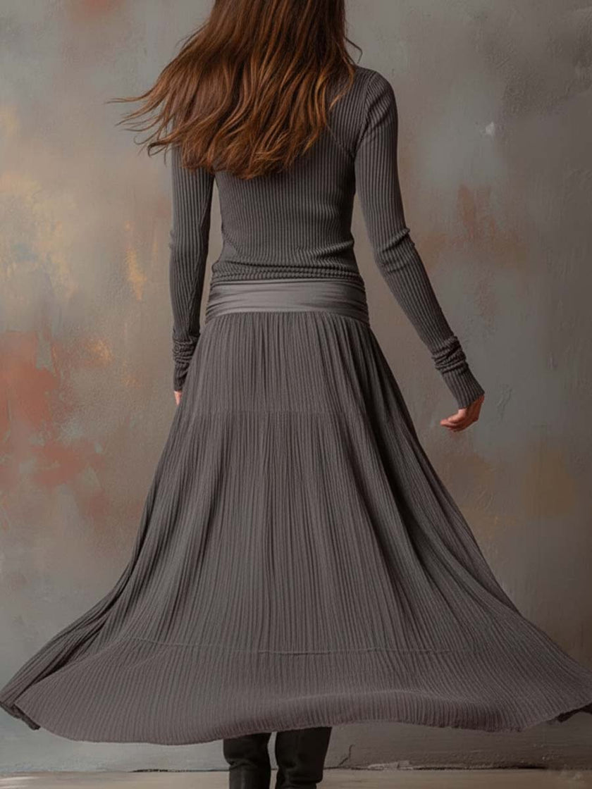 Charcoal Knit Maxi Dress For Women