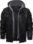 Ethan – Men's Leather Jacket - Stylish Bomber with Hood | Motorcycle Jacket 13