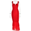 FJØRNA ruched mermaid evening dress with fitted bodice and flared skirt, elegant formal wear for special occasions.
