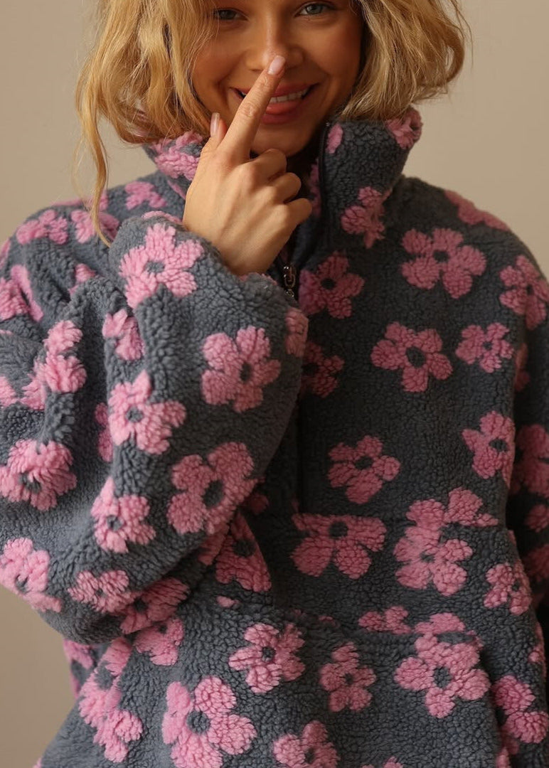 Cozy Floral Fleece Pullover - 6