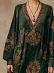 Green Faux Suede Tassel Maxi Dress For Women