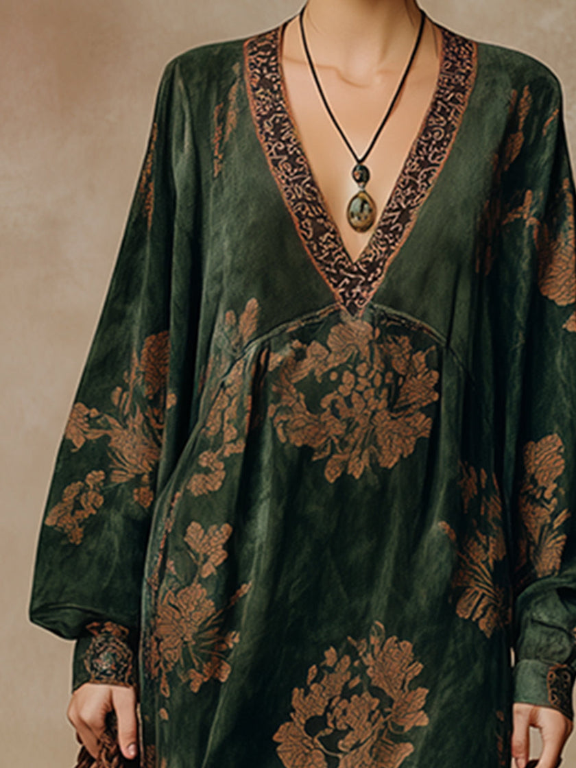 Green Faux Suede Tassel Maxi Dress For Women