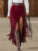 Red Faux Suede Slit Midi Dress | Casual Dress