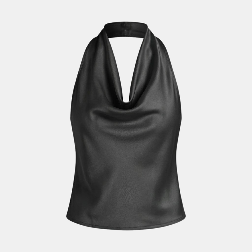 FJØRNA men's satin top, stylish and smooth fabric, featuring a modern fit, ideal for fashionable casual or dressy occasions.