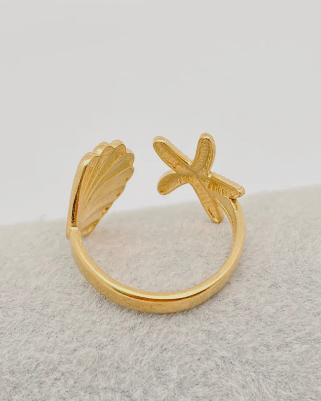 Noah - Starfish & Shell ring - one size
