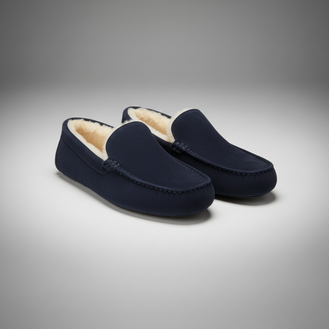Suede Slippers with Wool Lining