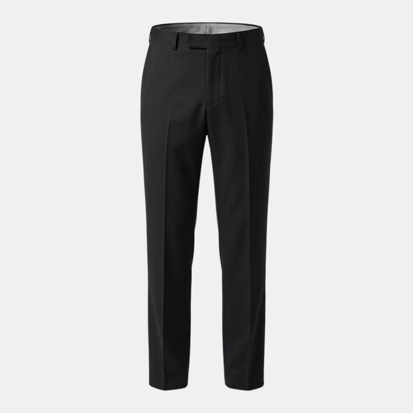 FJØRNA men's straight leg tailored trousers with relaxed fit, showing front view of stylish, professional pants.