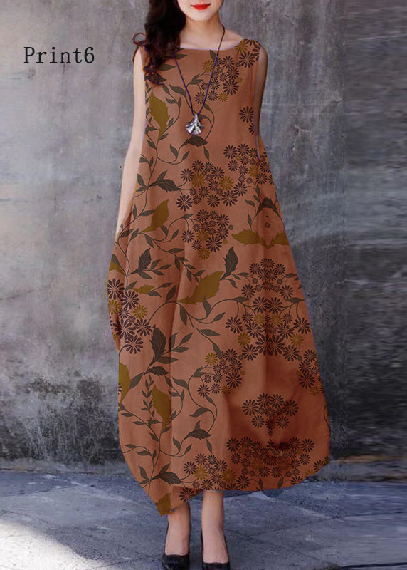 FJØRNA bohemian purple sleeveless cotton dress with o-neck, extra large hem, casual wedding dress style, casual summer dress
