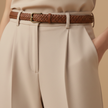 FJØRNA women's slim fit high waist trousers, black pants with sleek tailored design and belt loops, full-length style.