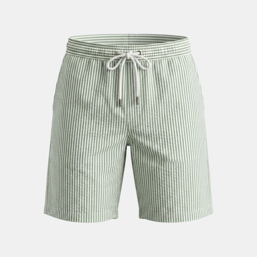 Men's relaxed fit drawstring shorts by FJØRNA, featuring casual style and comfortable fabric.