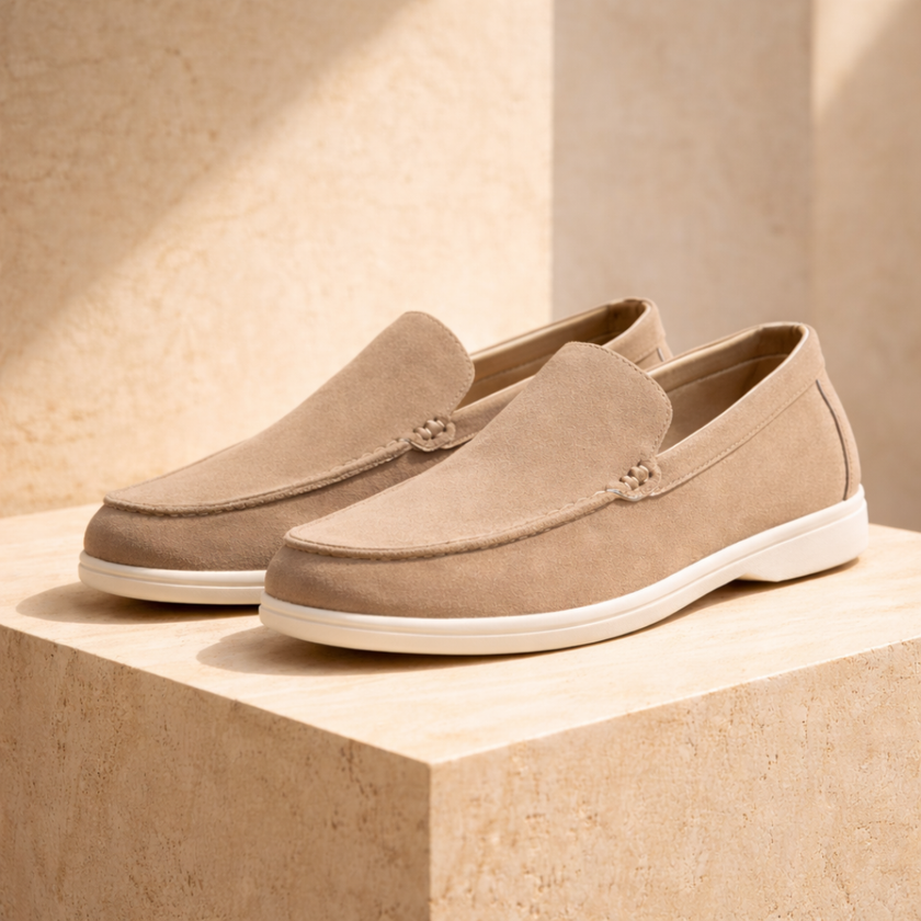 FJØRNA men's suede slip-on loafers showing a classic, stylish design with a smooth suede finish and comfortable fit.