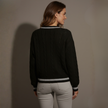 Contrast Trim Cable Knitted Sweater
