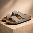 FJØRNA men's red cushioned sandals with open toe design and adjustable straps, perfect for casual summer wear.