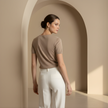 Slim fit men's T-shirt by FJØRNA, featuring a casual design with short sleeves and a classic crew neckline.