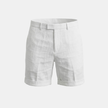 Men's cotton linen shorts by FJØRNA, tailored relaxed fit shorts with a casual design and belt loops, displayed on a white background.
