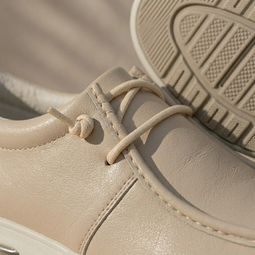 Red leather orthopedic walking shoes for men by FJØRNA, featuring supportive design and casual style.